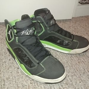 Green and black Jordans